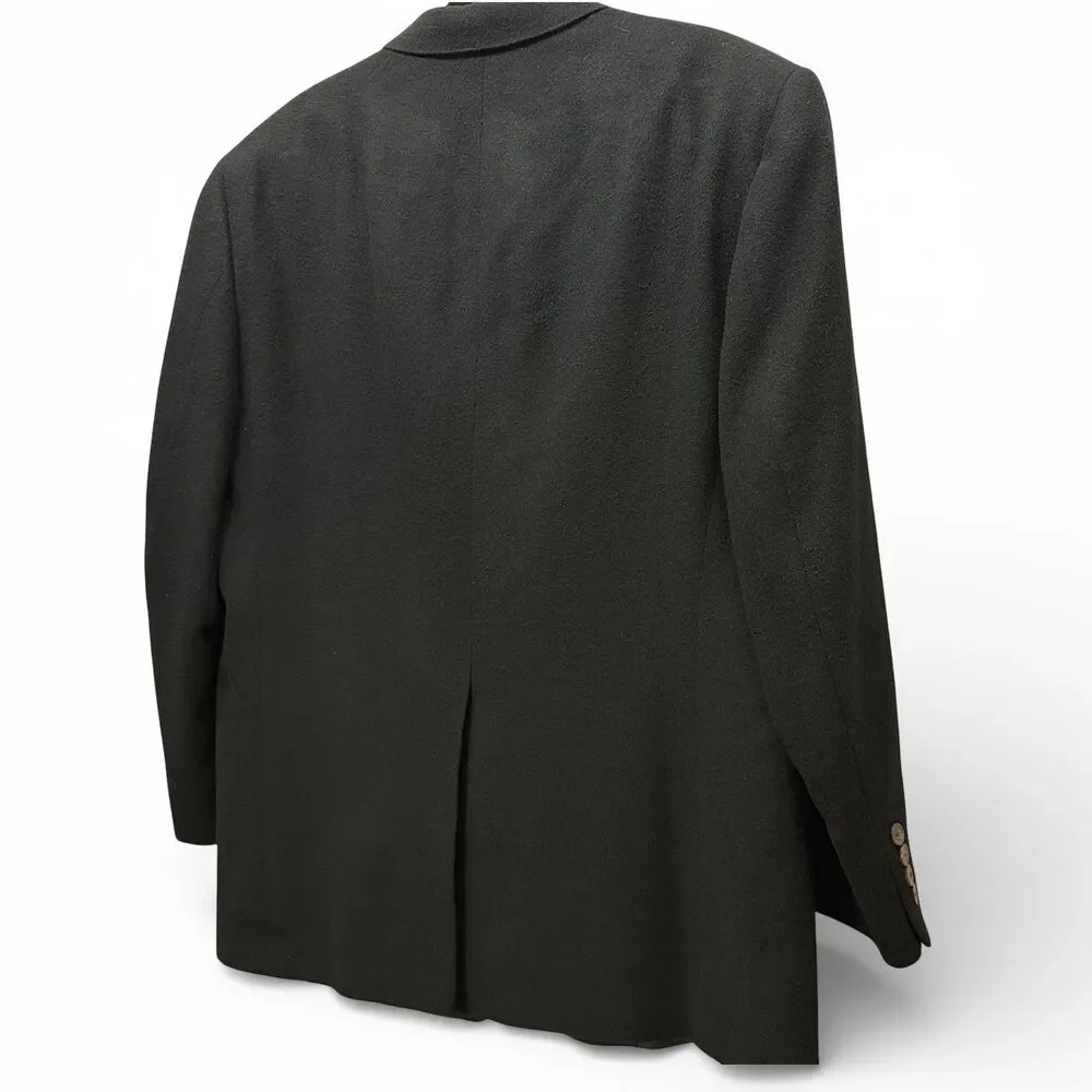 Vtg 100% Camel Hair Blazer Size 44 R Black Formal Event Career Business Wedding